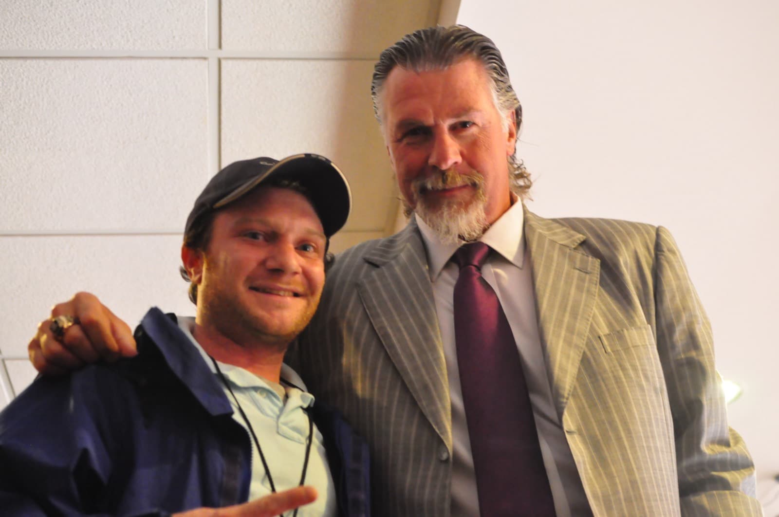 Barry Melrose with a fan at the 2010 Stanley Cup Final in Philadelphia