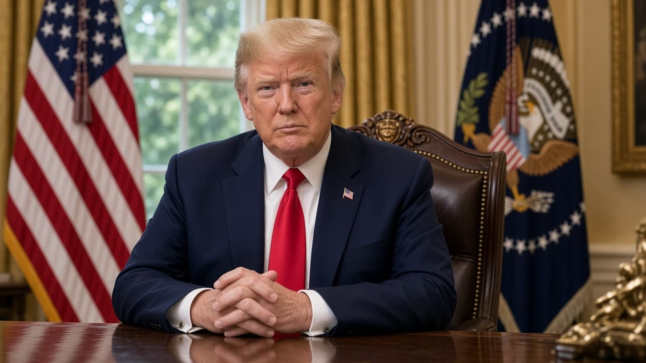Illustrative presidential desk with executive orders