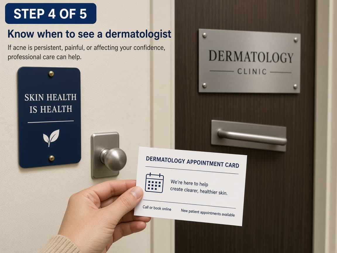 Dermatology clinic door and appointment card