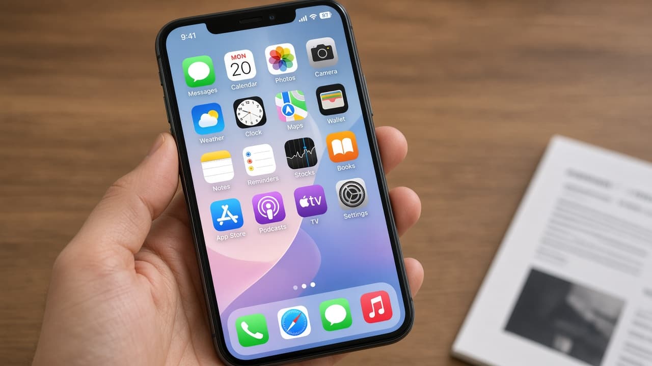 Completed iPhone home screen with no Move to iOS path left