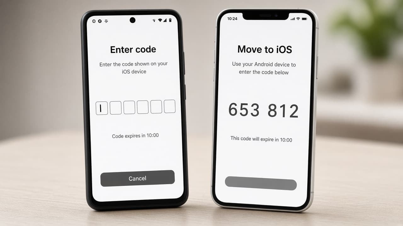 Android phone entering the numeric code from the iPhone
