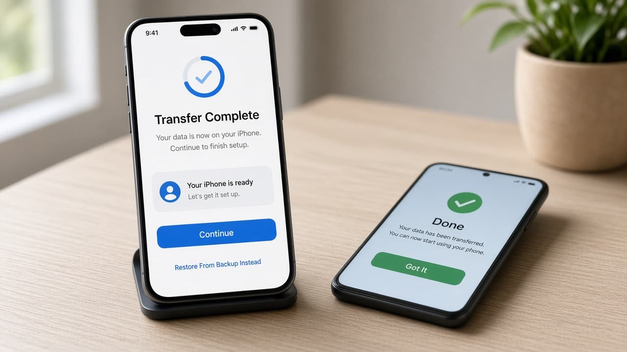 iPhone continuing setup after Move to iOS reports done
