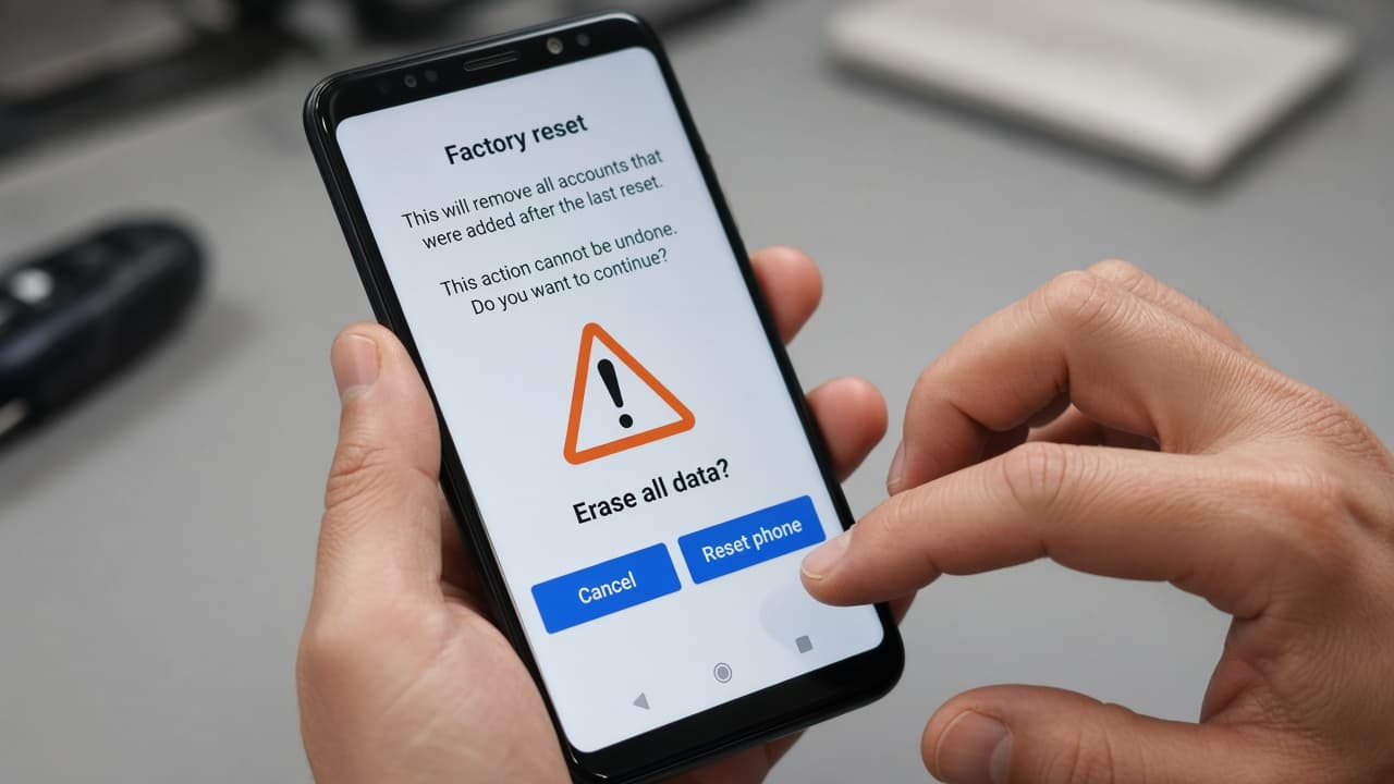 Android factory reset confirmation after accounts are removed