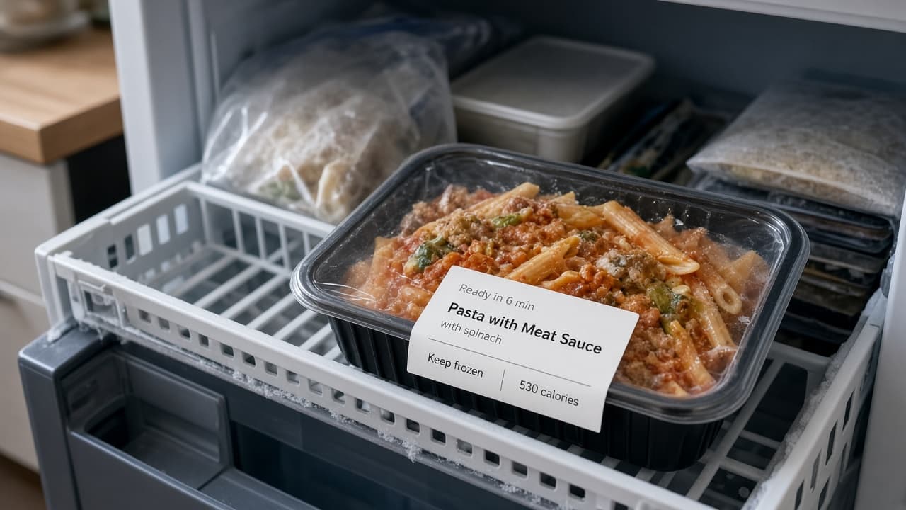 Labeled freezer meal ready for a busy weeknight
