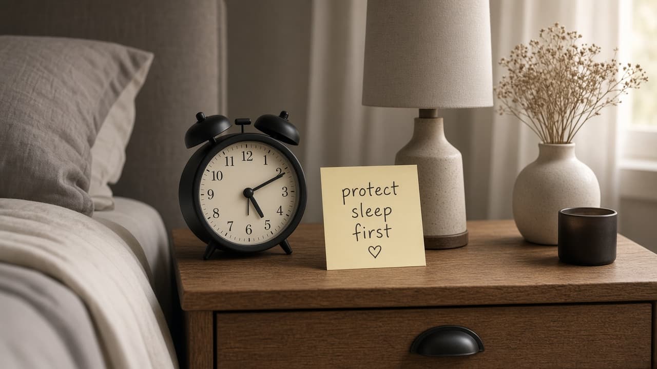 Alarm set too early for gym marked protect sleep first