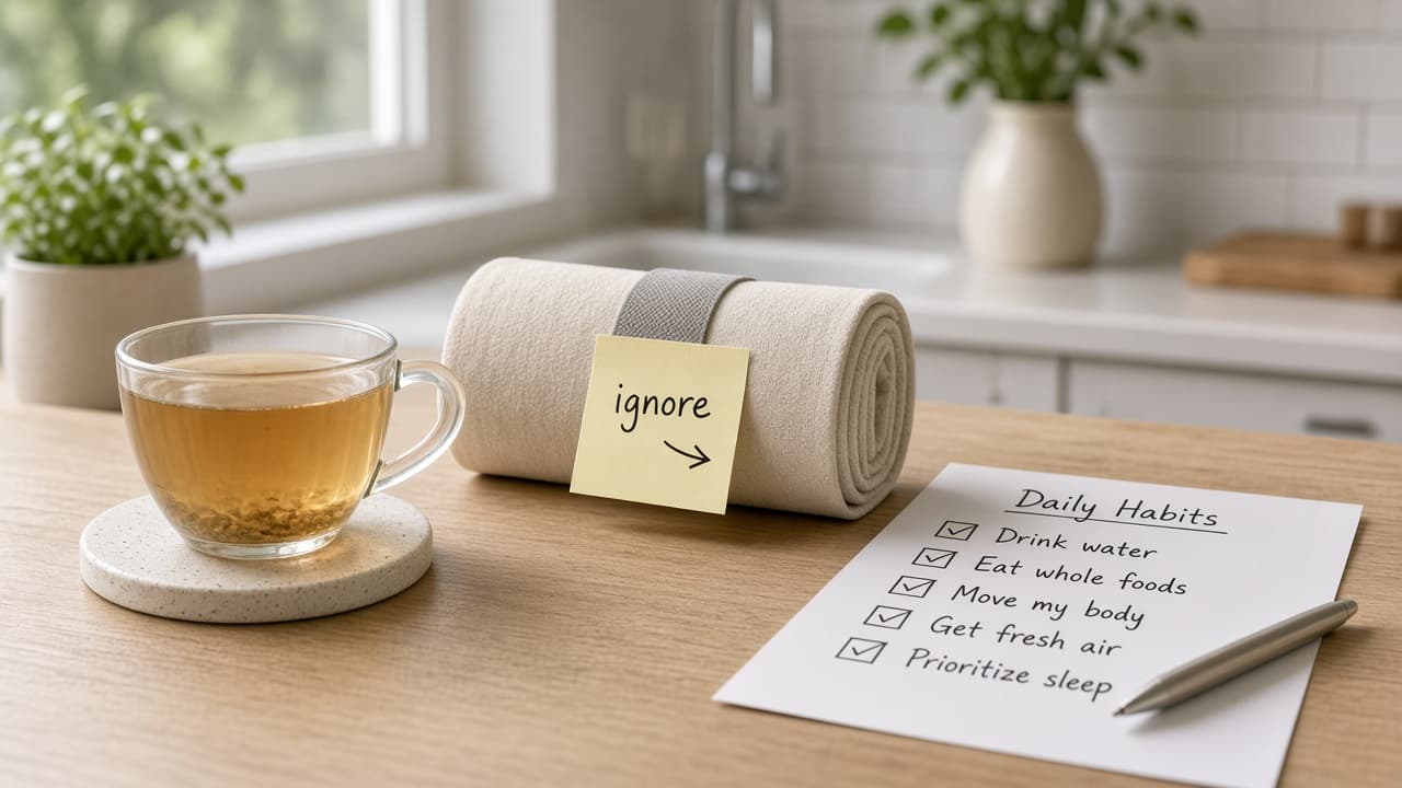 Detox tea and waist wrap products marked ignore beside real habit list