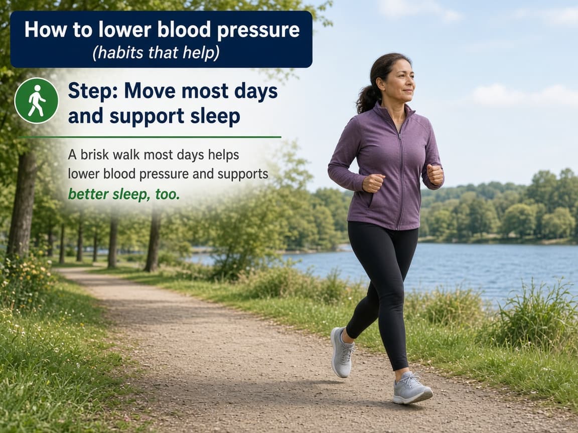 Person on a brisk outdoor walk for blood pressure habits