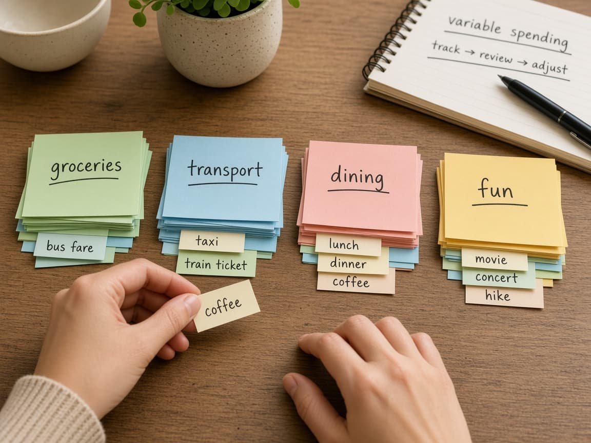 Budget sheet subtracting fixed costs from net income
