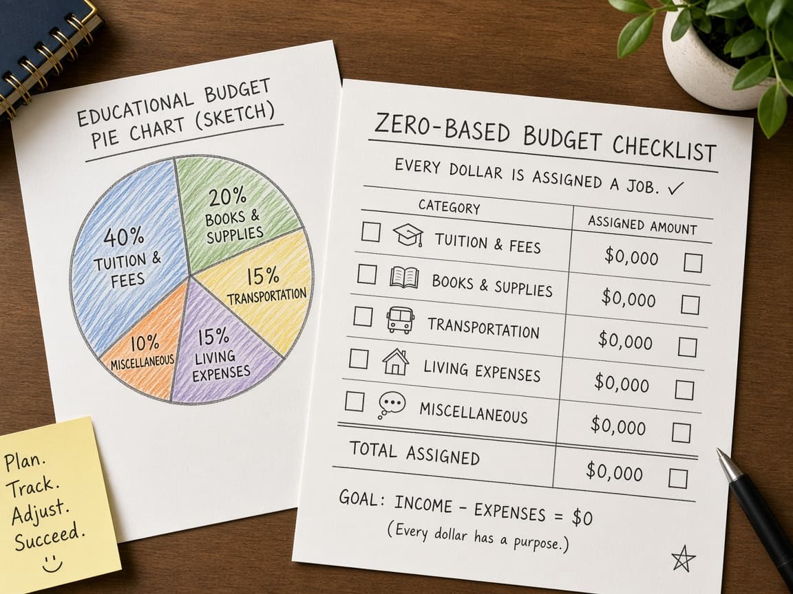 Pie chart shifting from 50/30/20 into a zero-based category list