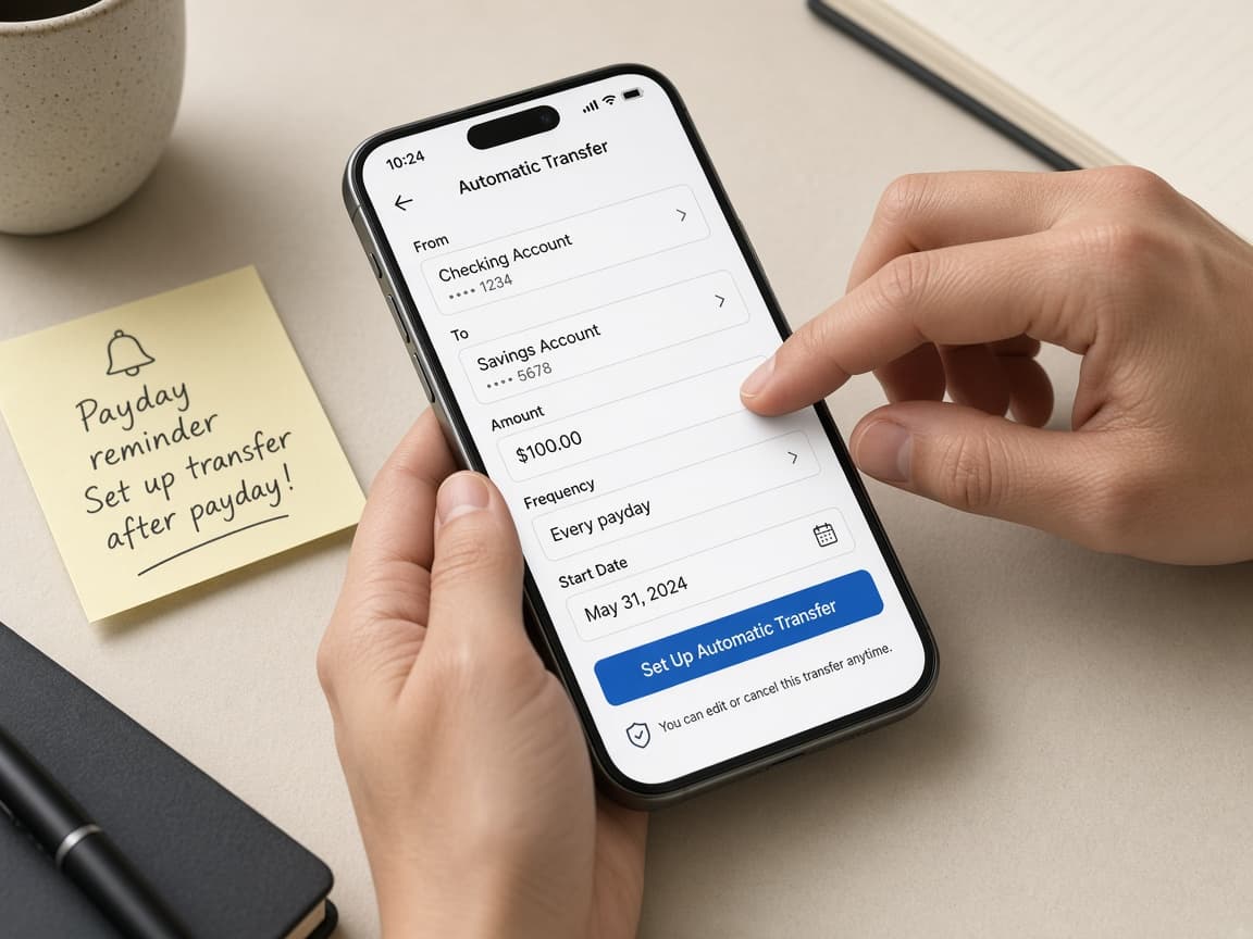 Bank schedule showing transfers on payday clearance