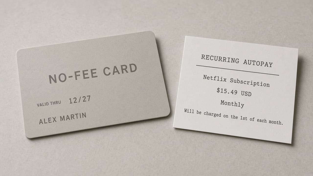 Old no-fee card kept open with a small recurring autopay charge