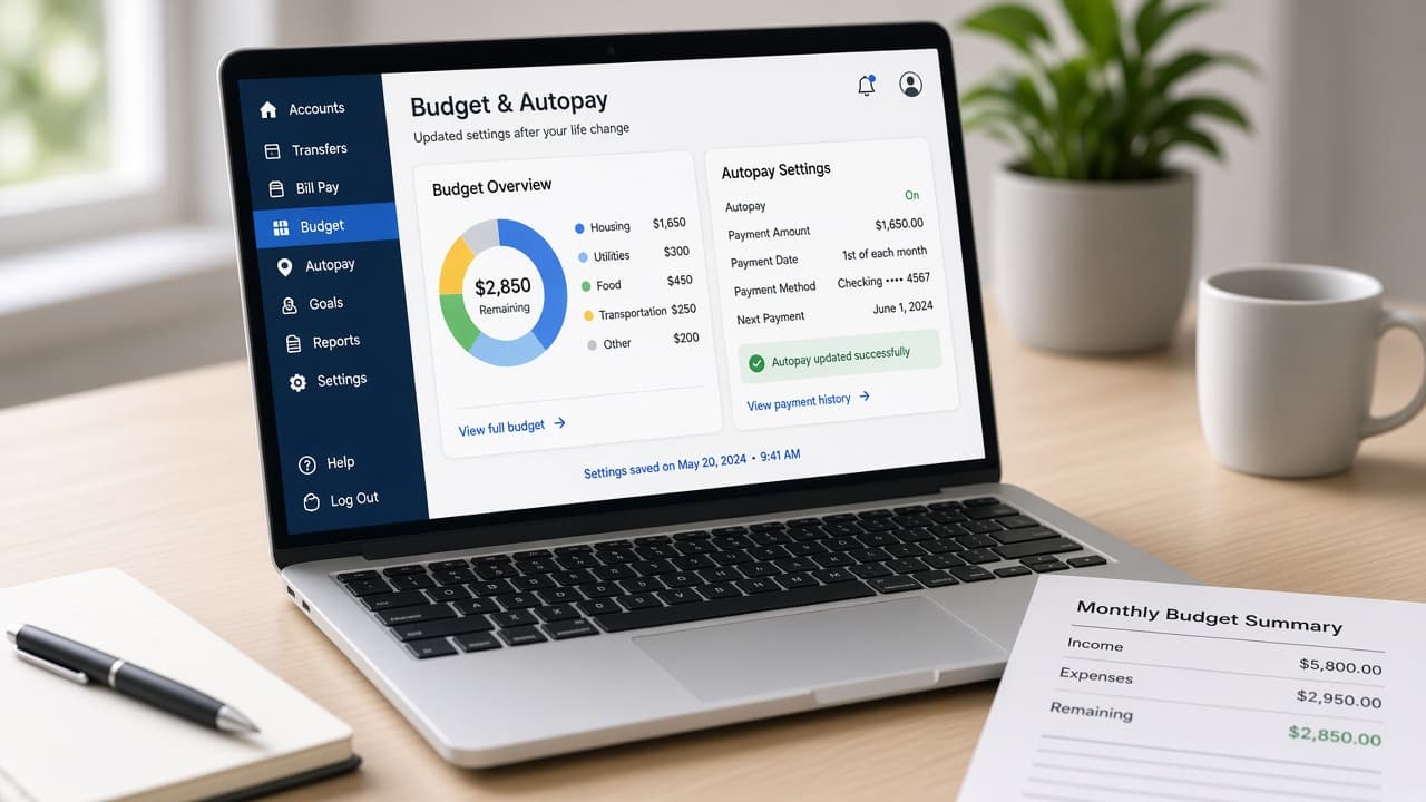 Budget and autopay settings updated after a life change