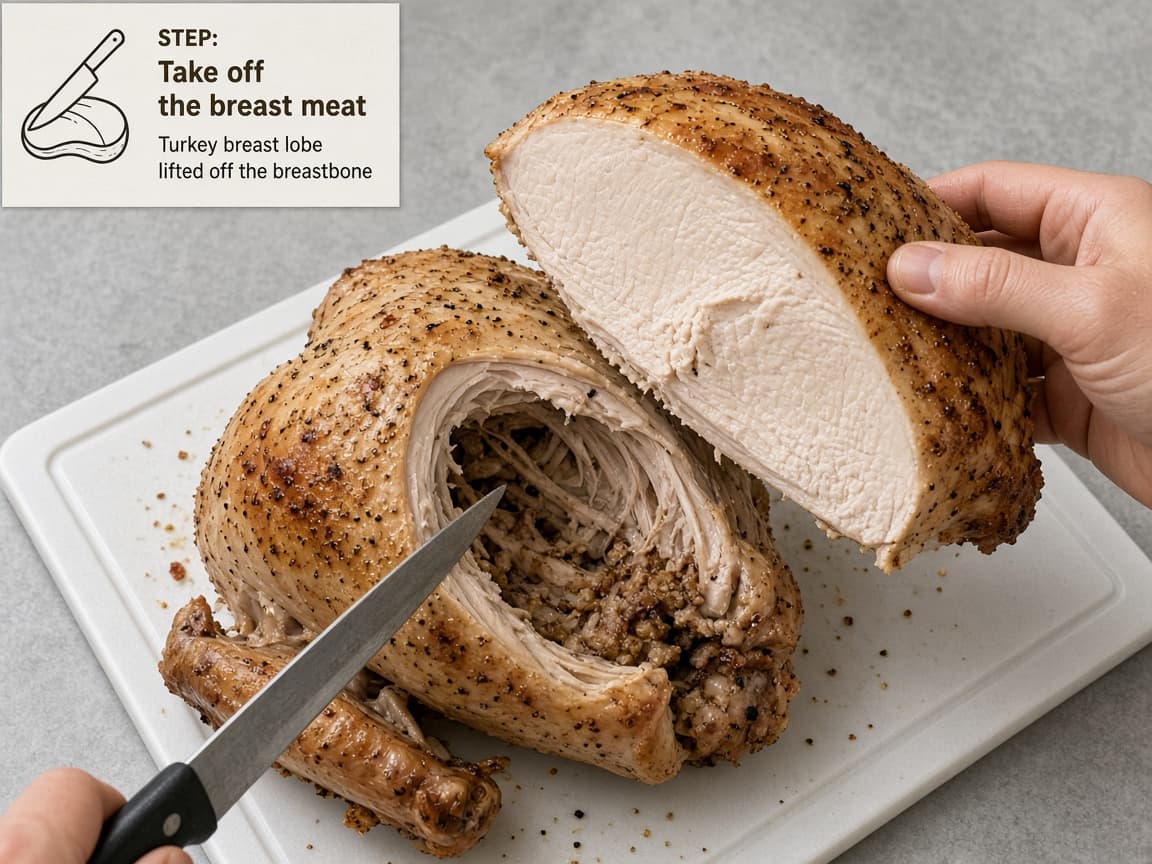 Turkey breast lobe lifted off the breastbone