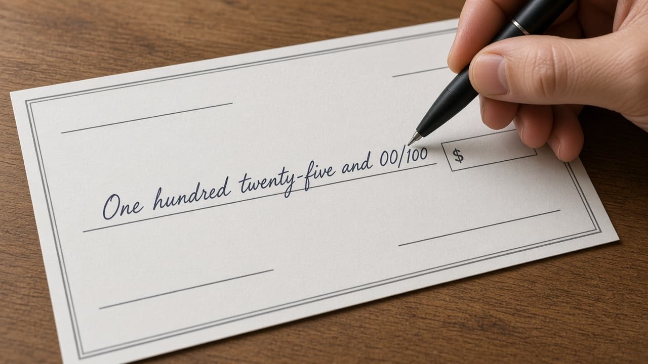 Illustrative check memo line and signature line ready to complete