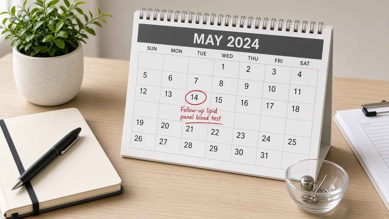 Calendar reminder for a follow-up lipid panel