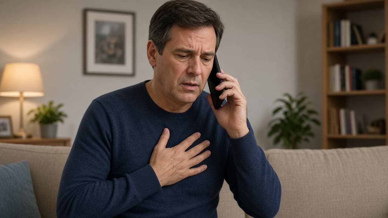 Emergency services being called for chest pressure symptoms