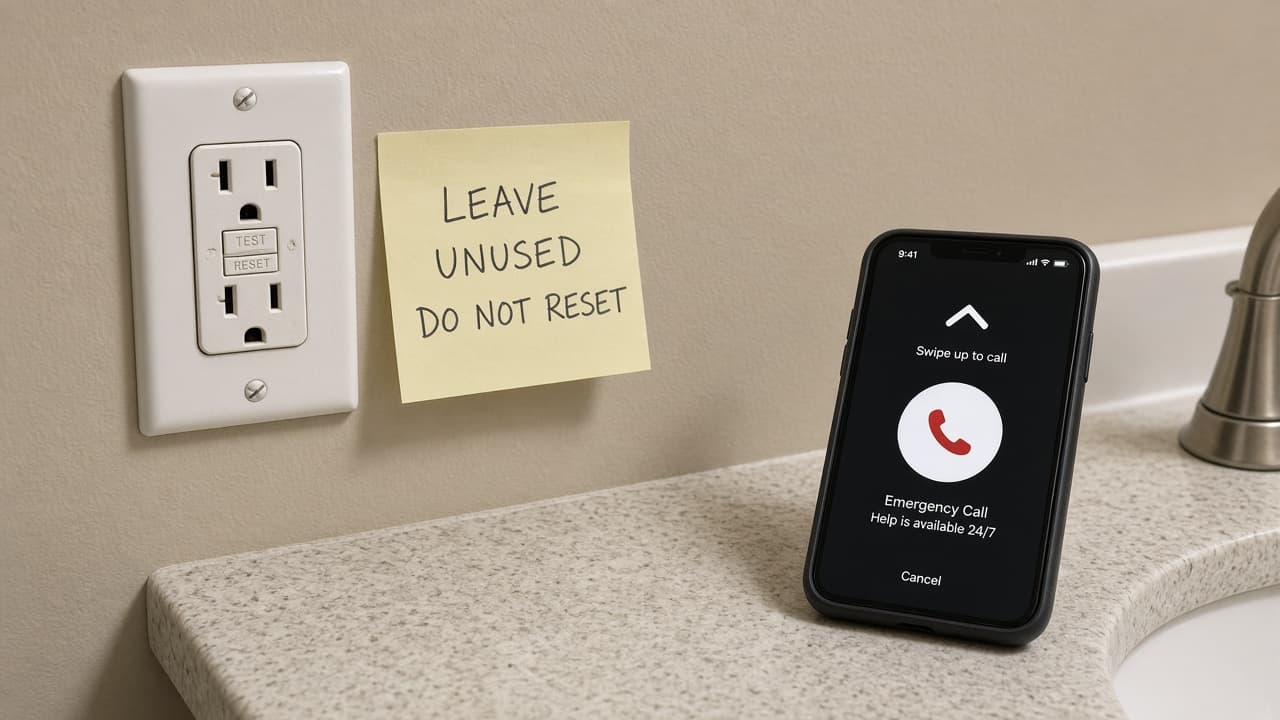 GFCI outlet that will not reset marked leave unused with phone for help