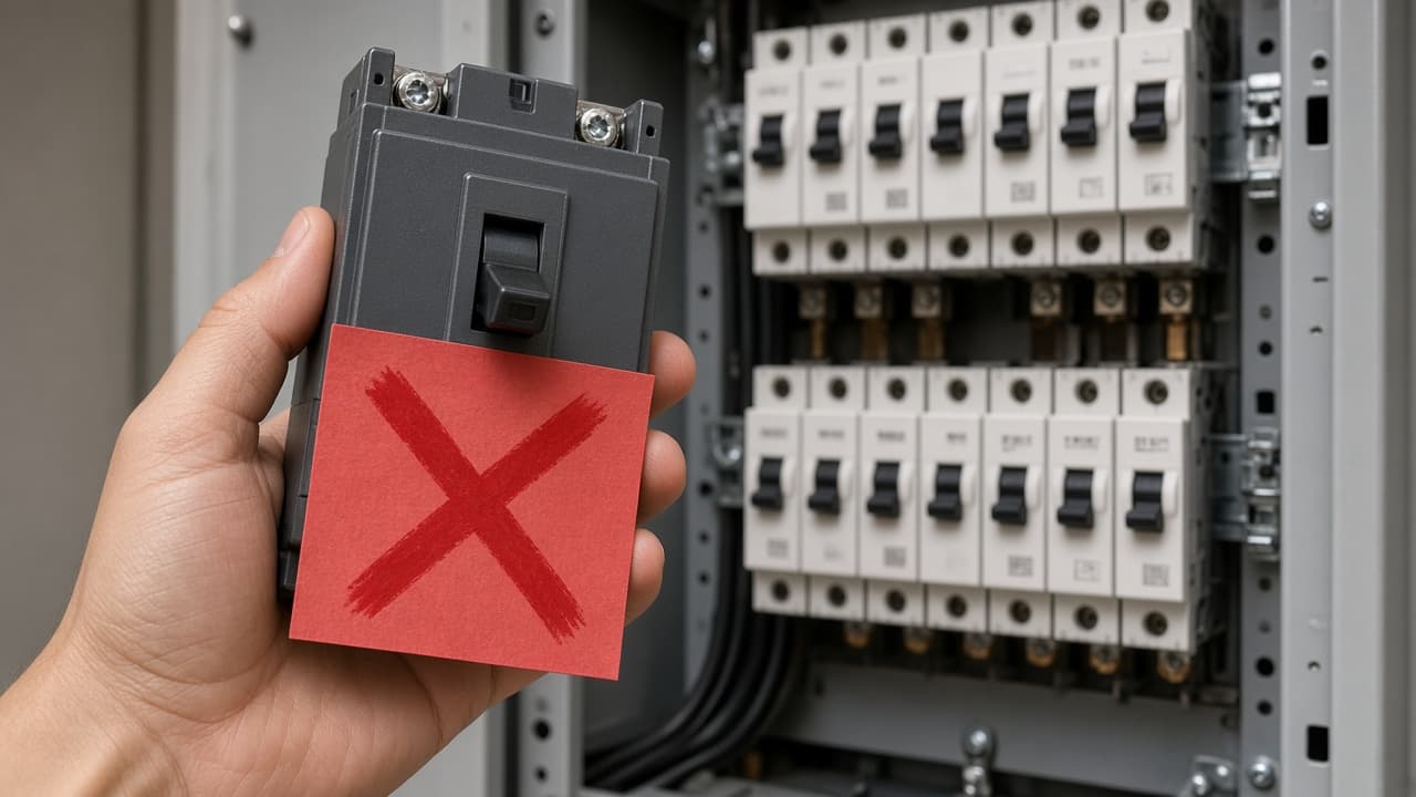 Incorrect higher-amp breaker held aside as unsafe DIY