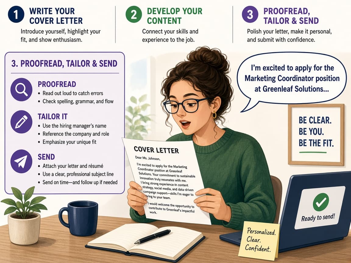 Person reading a cover letter out loud before sending