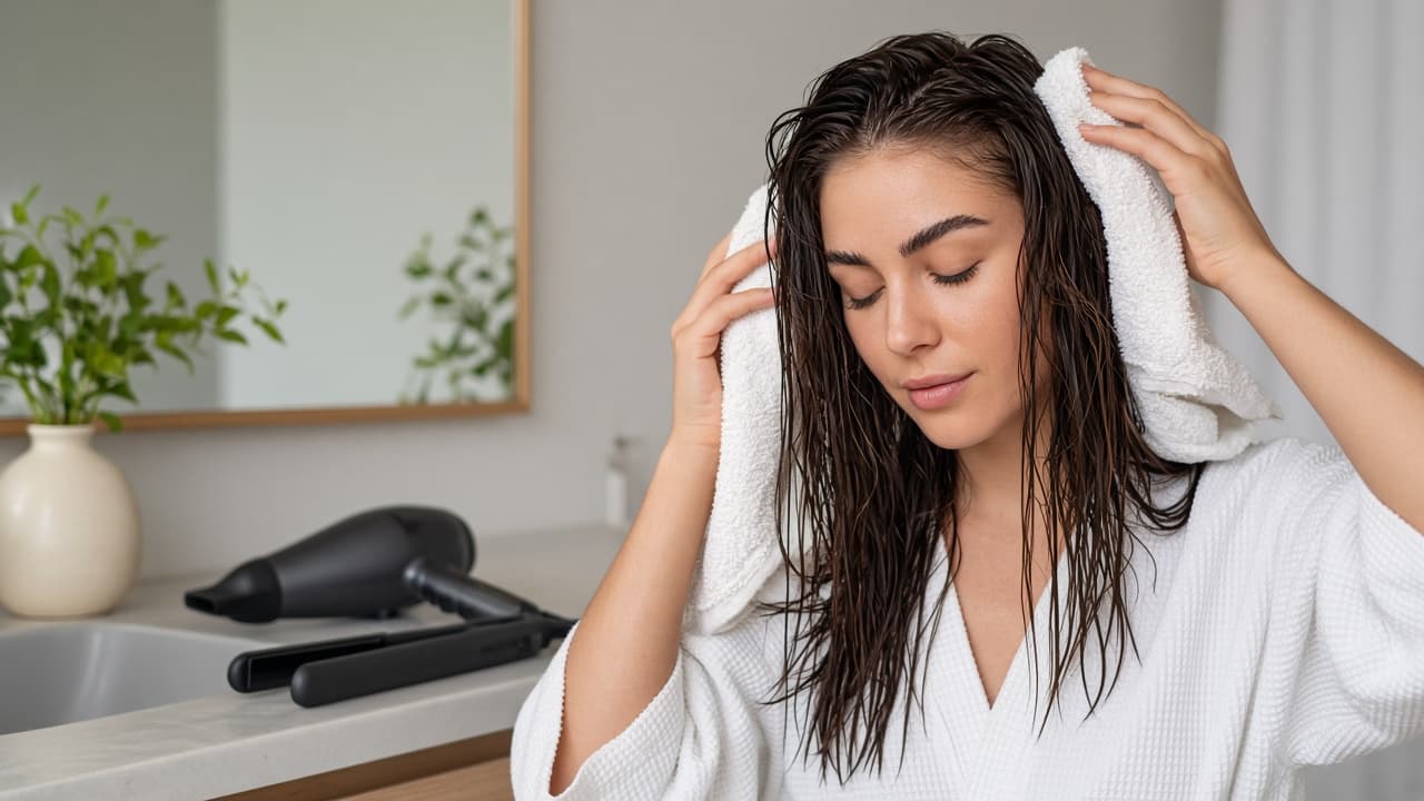 Hair dryer unplugged beside a note to reduce heat while scalp heals
