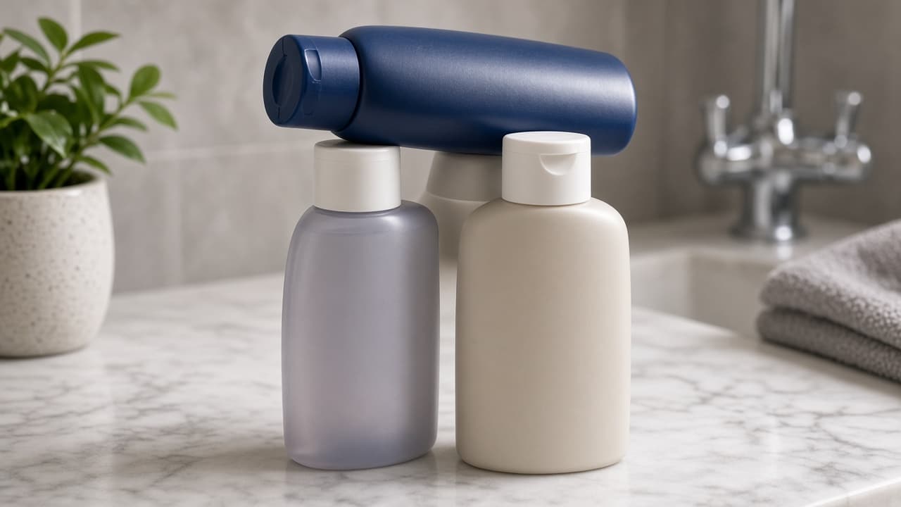 Three different anti-dandruff bottles used in the same week