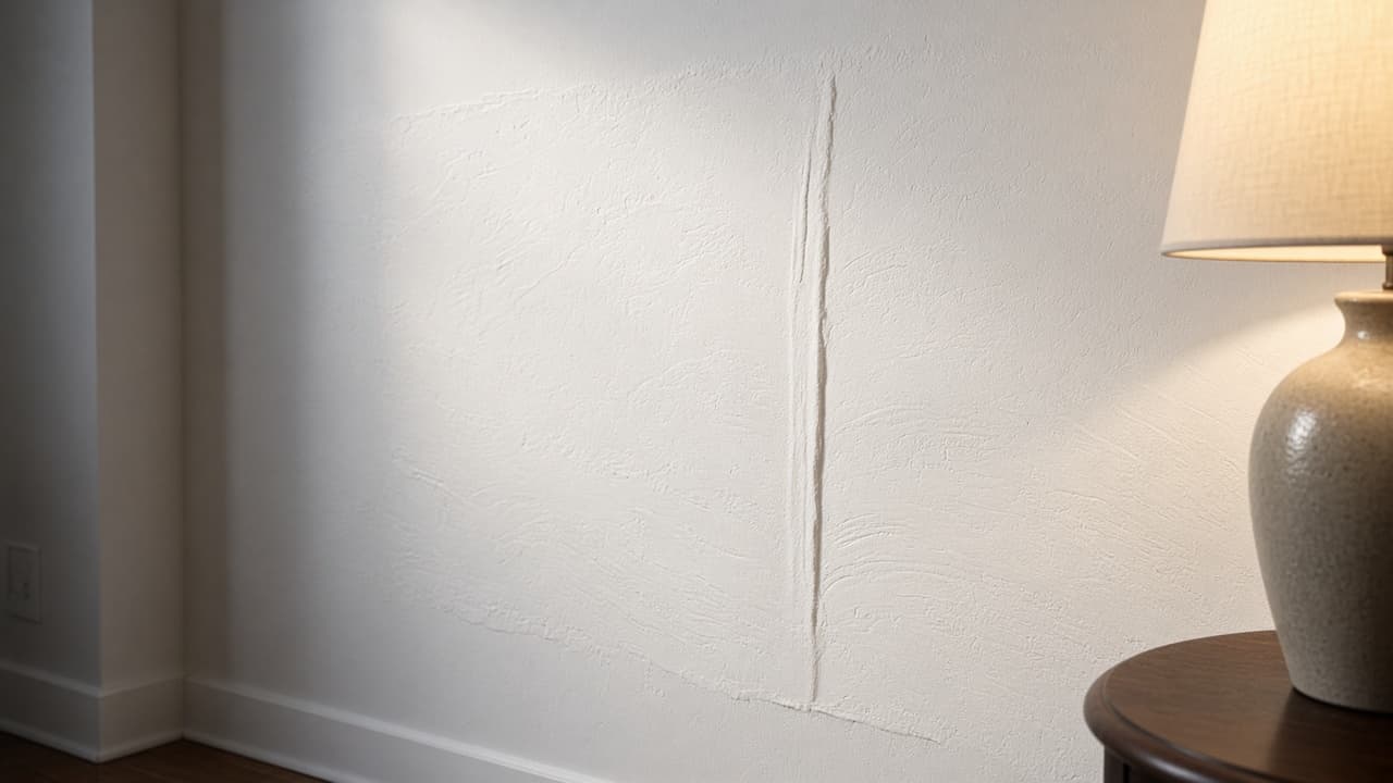 Side light revealing a ridge on a drywall repair