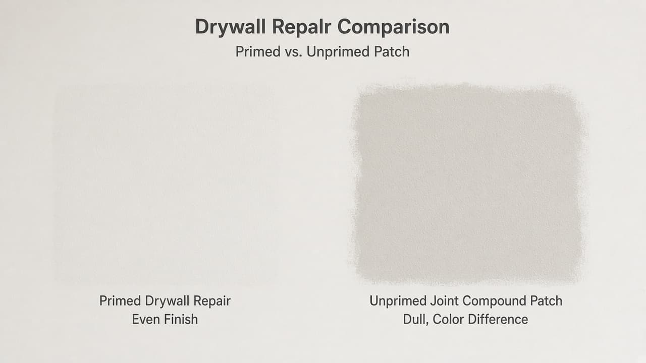 Primed repair beside an unprimed dull patch sample