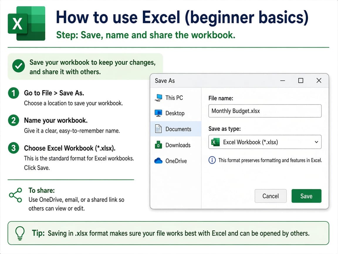 Save dialog choosing Excel Workbook .xlsx format