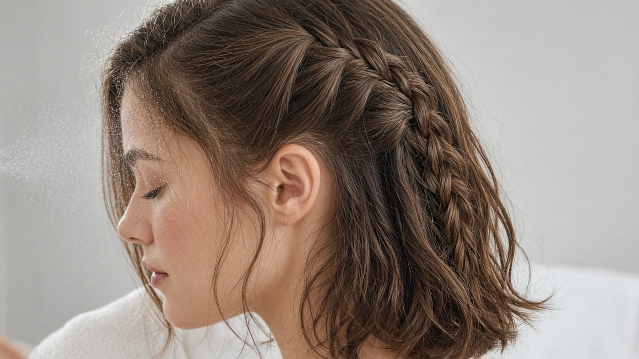 Light water mist on dry hair before French braiding