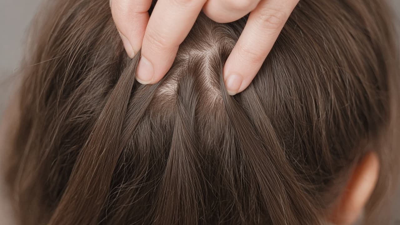Three equal hair strands held separately at the crown