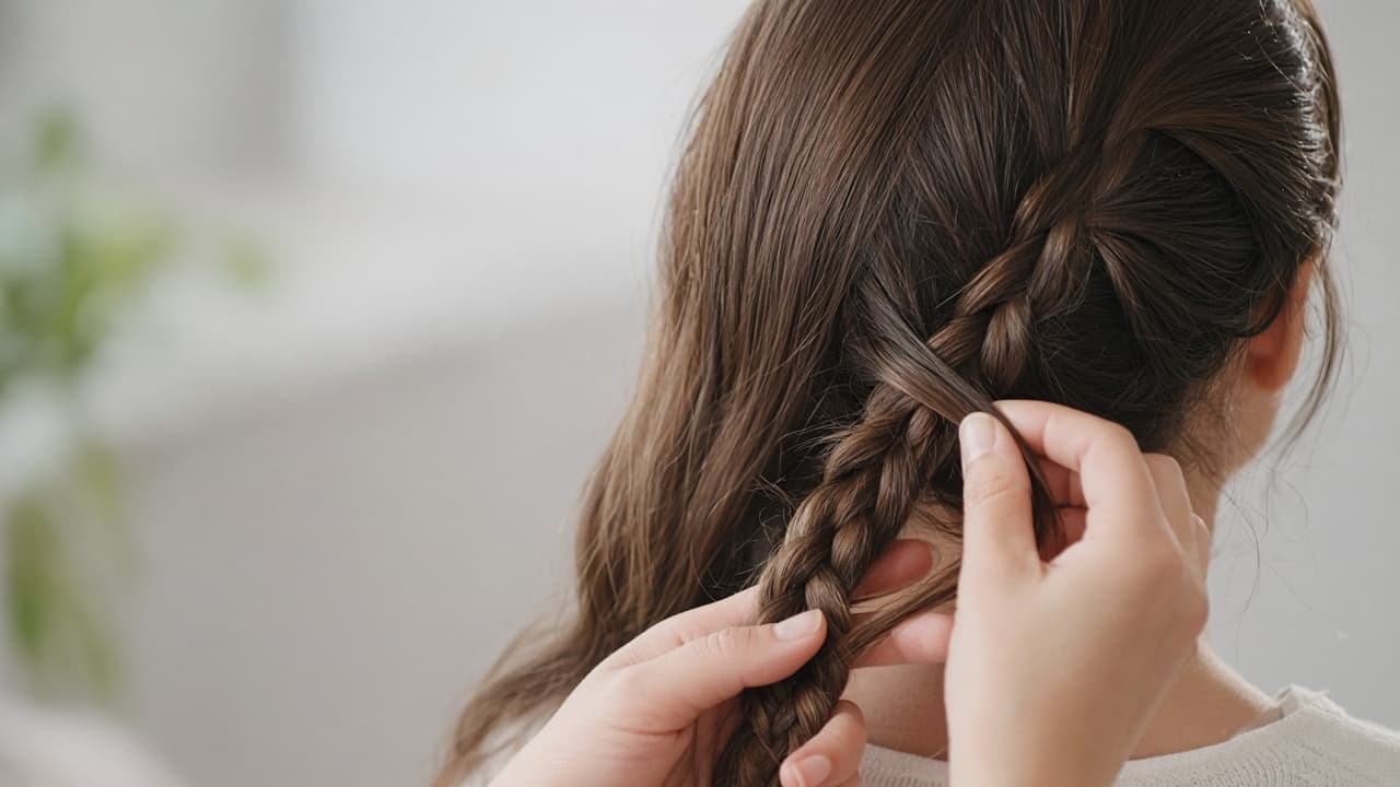 Combined right strand and pickup crossing over the braid center