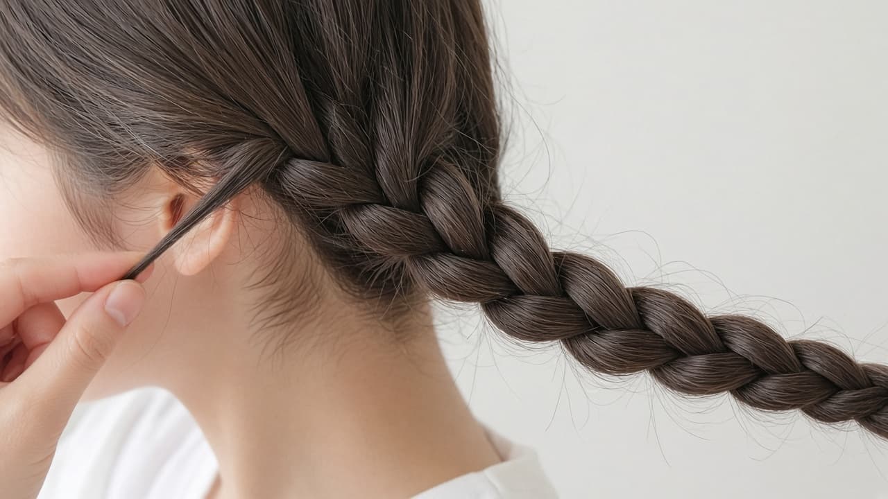 Matching left hairline slice joining the left outer strand