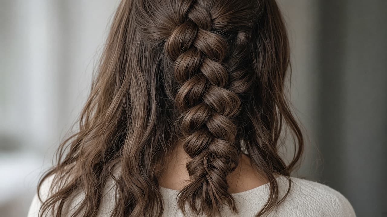 Loose sagging French braid caused by hands working too far from the scalp