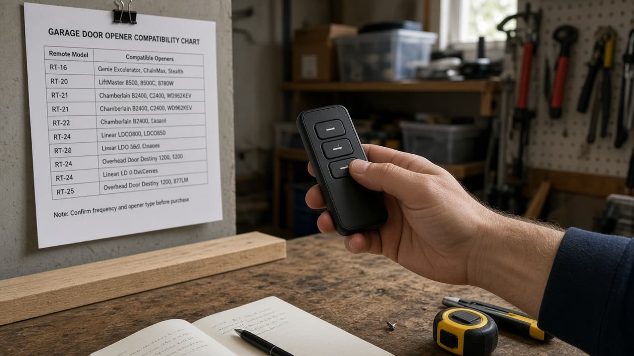 Remote model number checked against opener compatibility chart