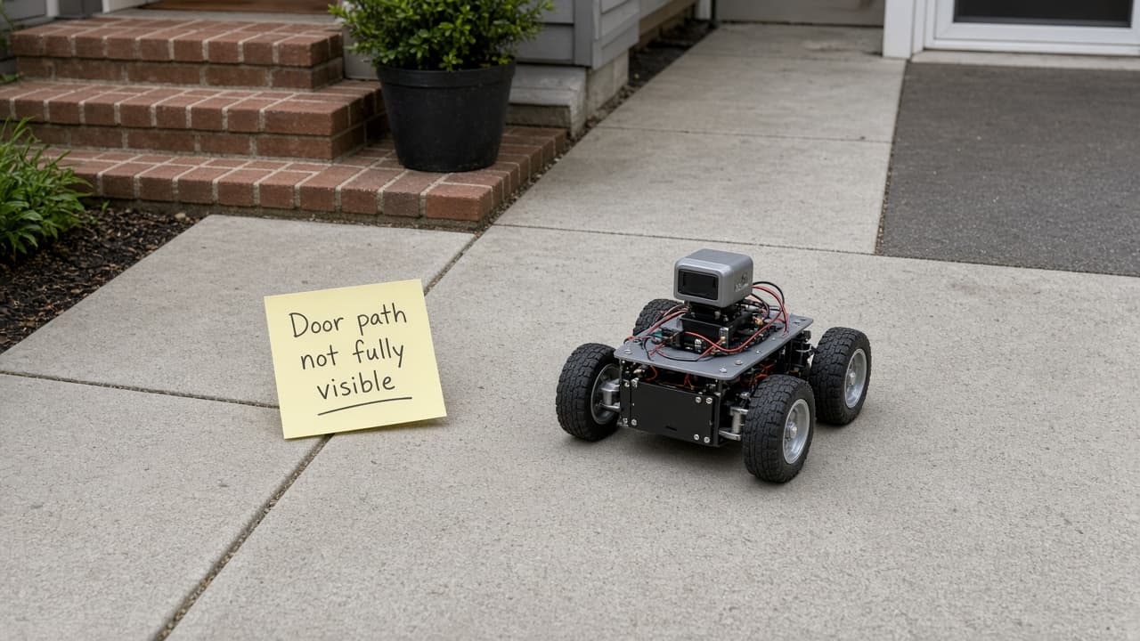 Driveway test paused because door path is not fully visible
