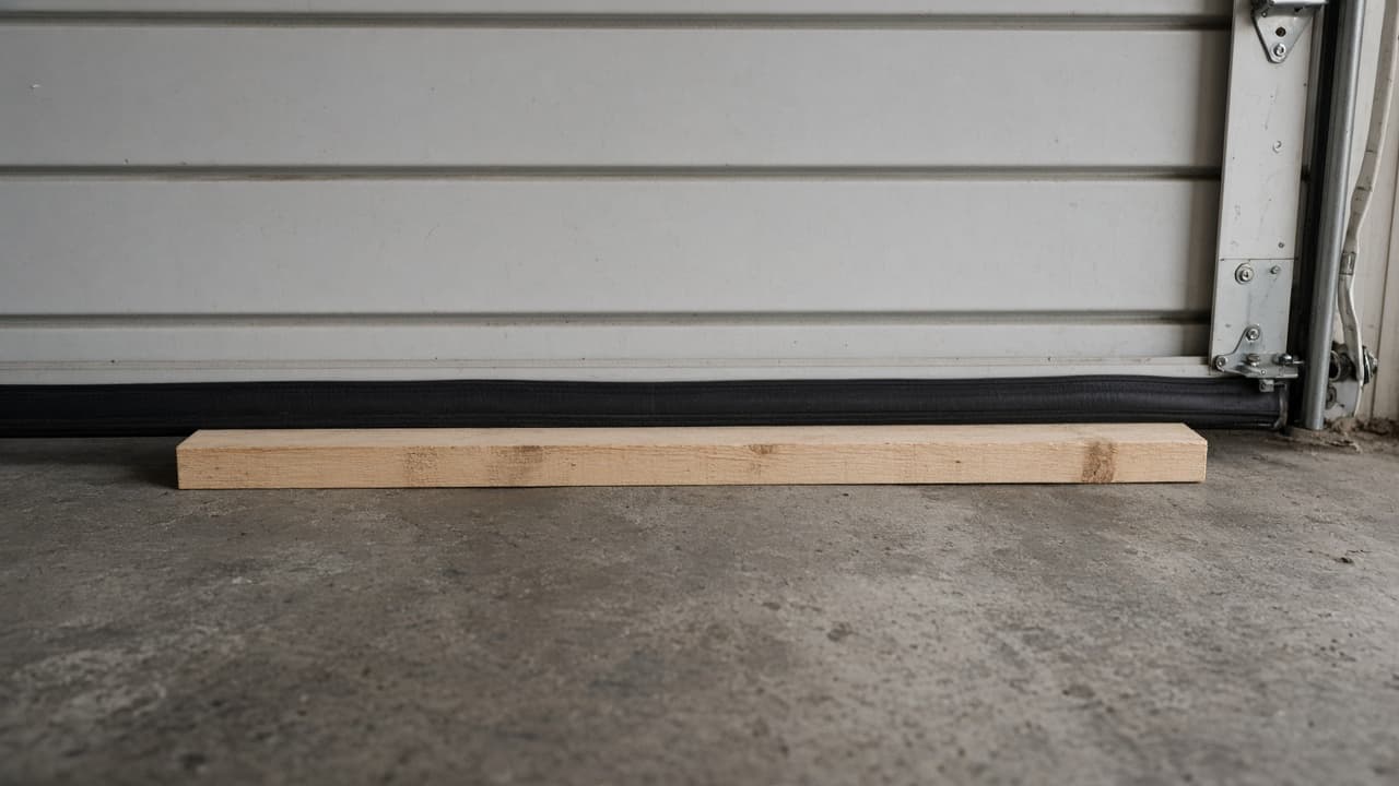 2x4 board flat under door path for auto-reverse test