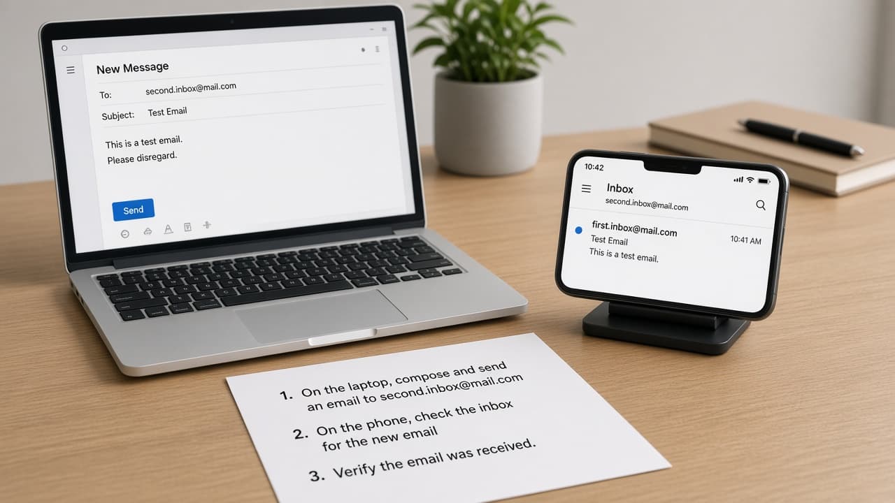 Test email sent from new Gmail to a second inbox