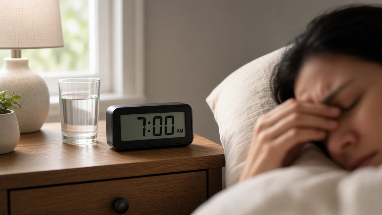 Alarm showing a normal wake time despite a mild headache