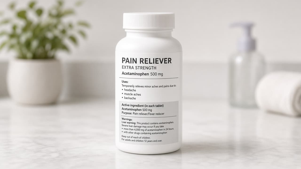 Single OTC pain reliever chosen with label ingredients checked