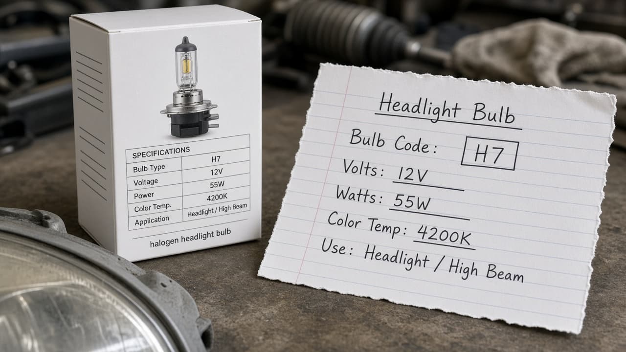 Bulb box specification matched to a handwritten manual bulb code