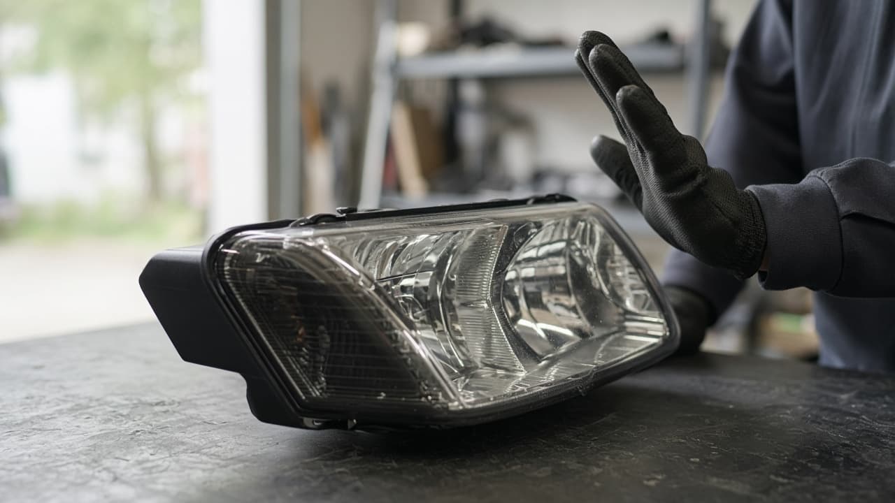 Warning to wait for a hot headlight housing to cool before service