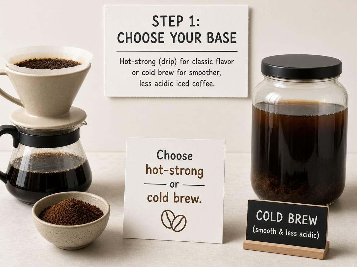 Coffee grounds beside a drip brewer and a cold-brew jar
