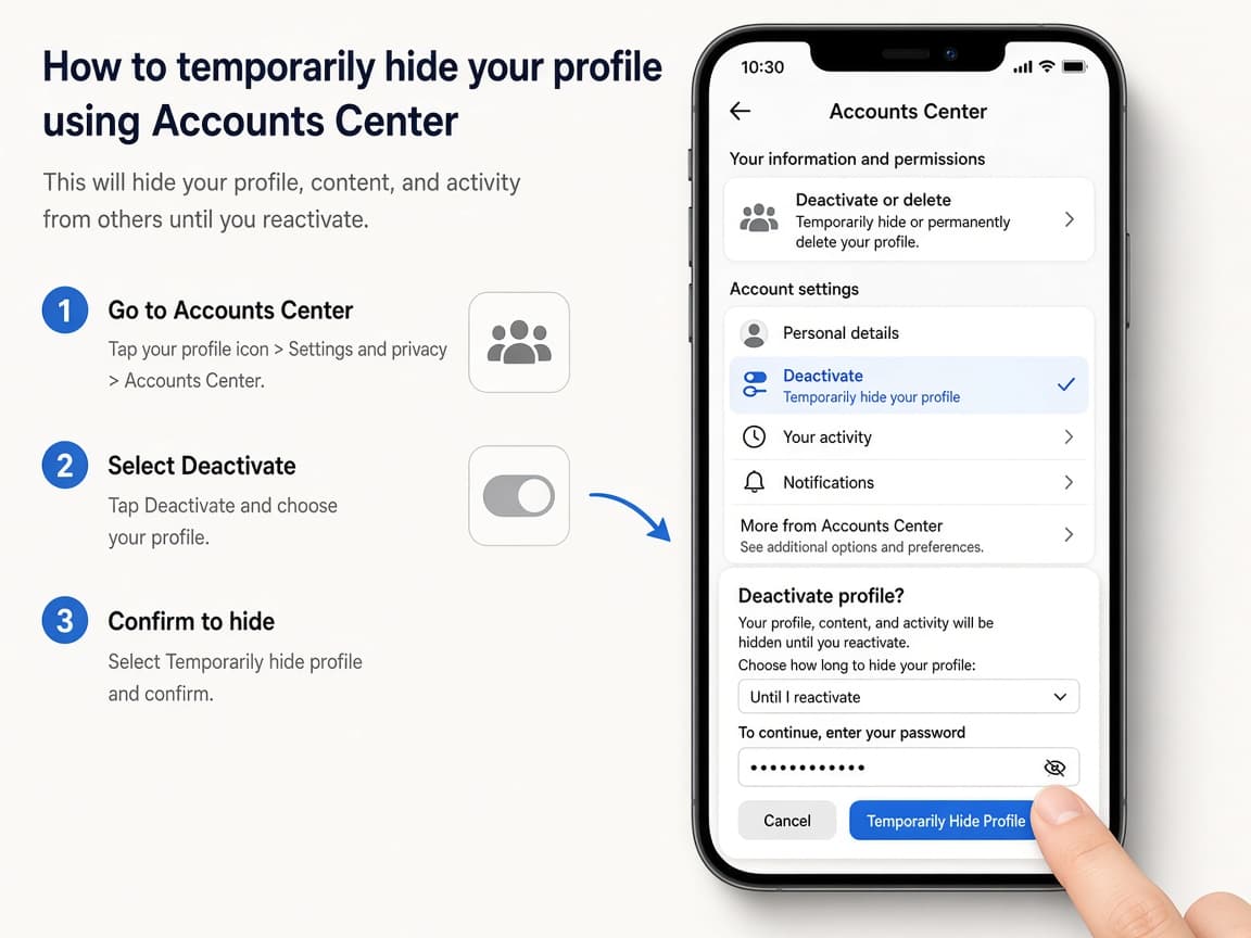 Instagram Settings open to Accounts Center