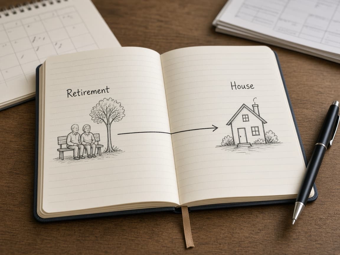 Notebook with goal time horizon and monthly contribution