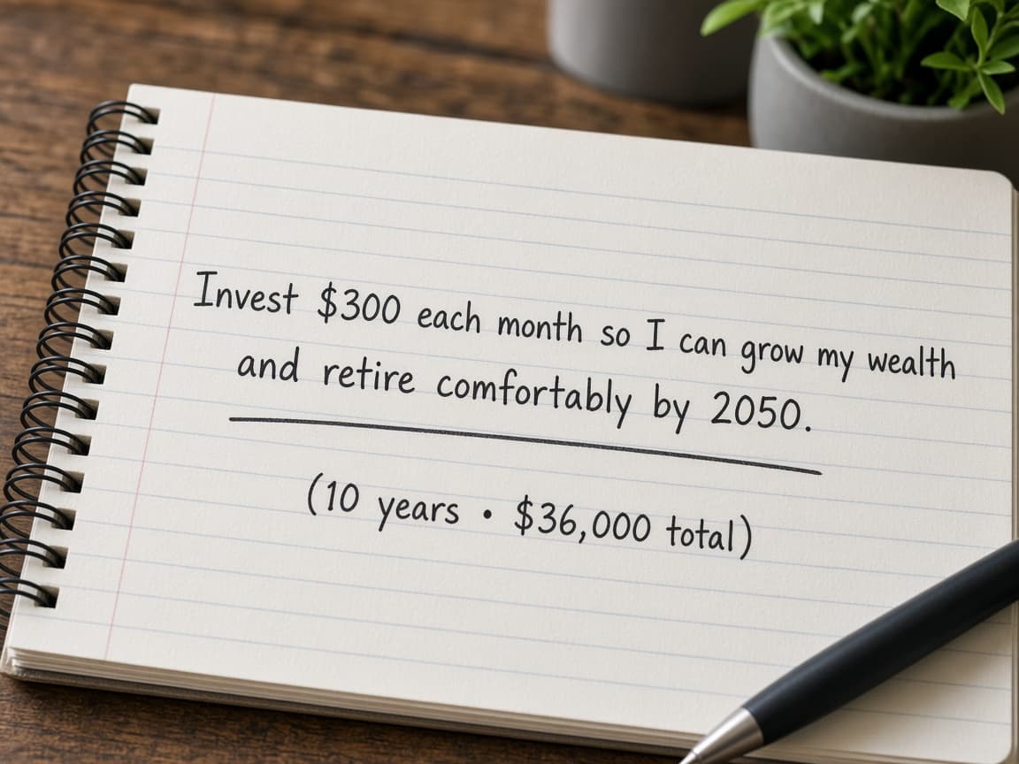 One-sentence investing goal with dollar amount