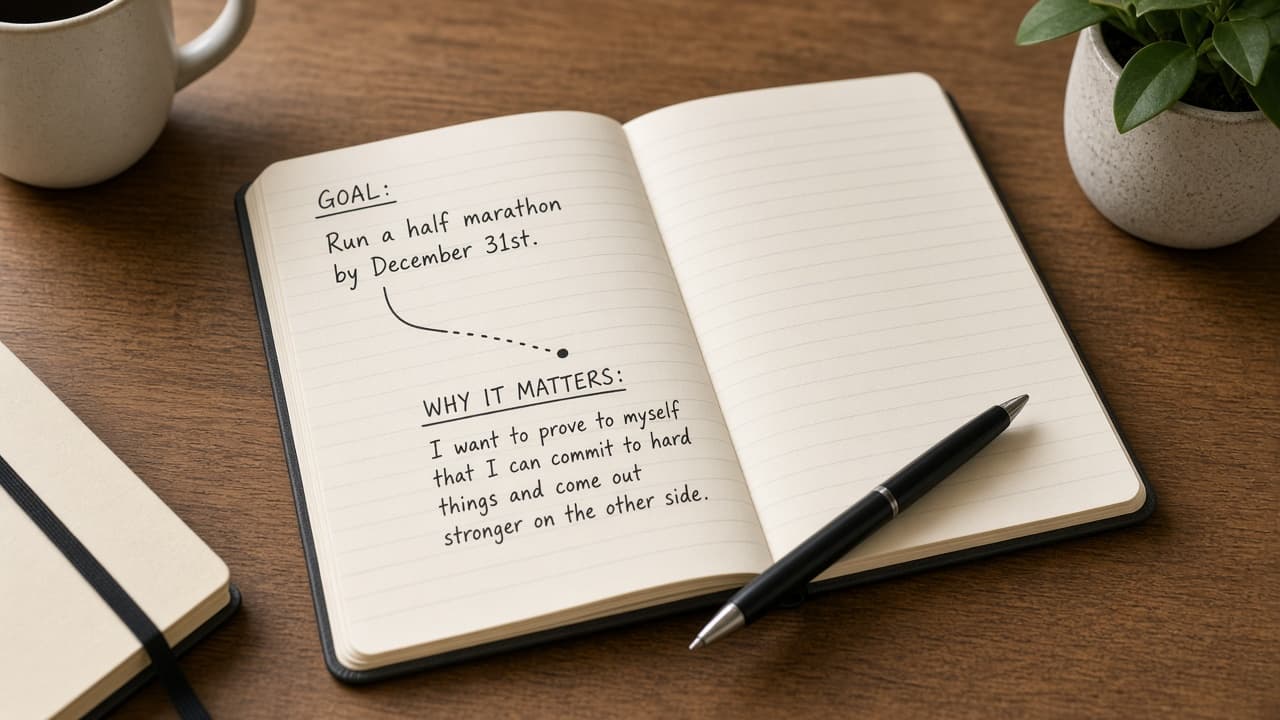 Journal line connecting a goal to a personal reason
