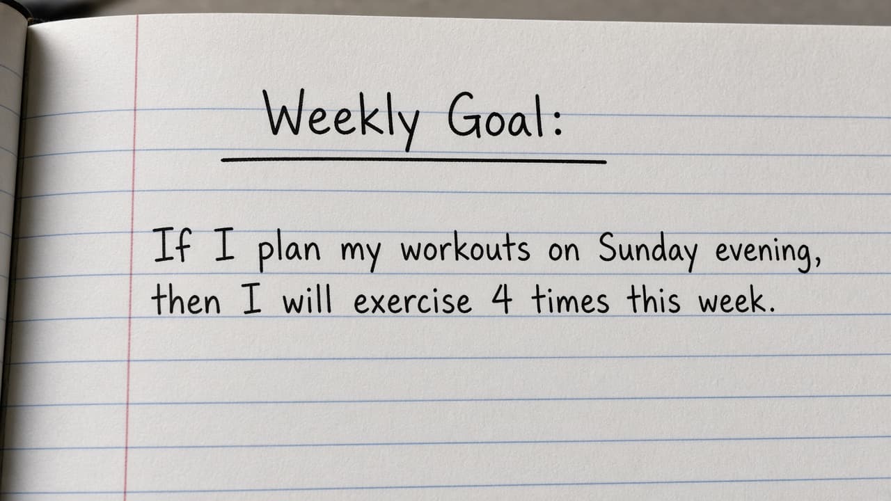 If-then sentence written clearly under a weekly goal