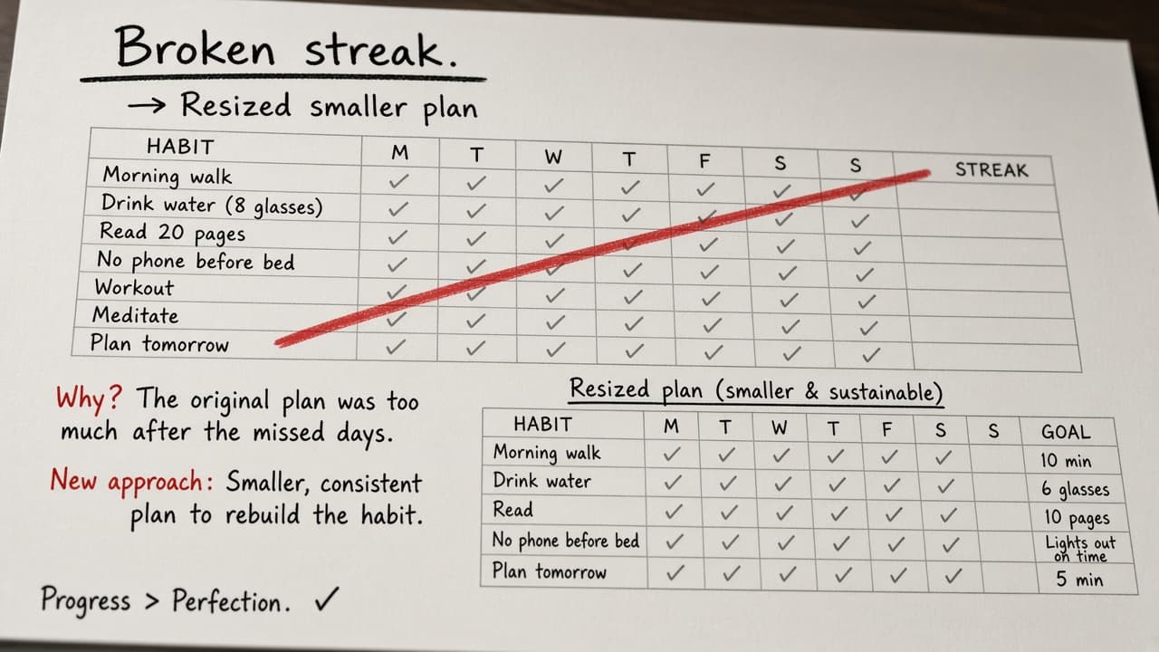 Broken streak on a tracker rewritten as a resized plan