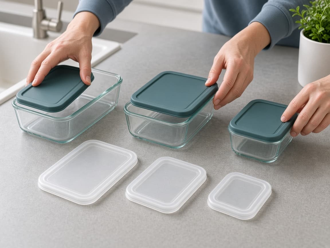 Sauce jars beside finished trays of plain roasted food