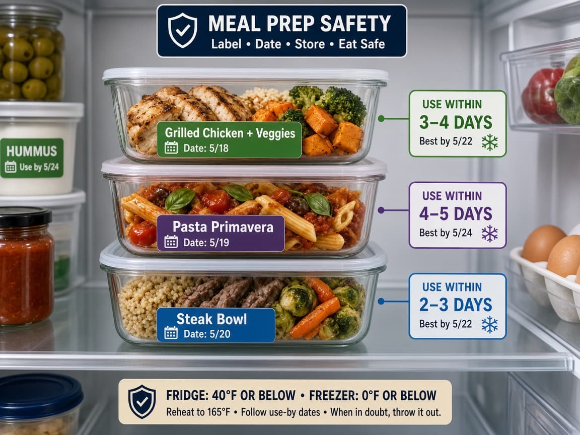 Shallow containers of cooked food cooling before going into the fridge